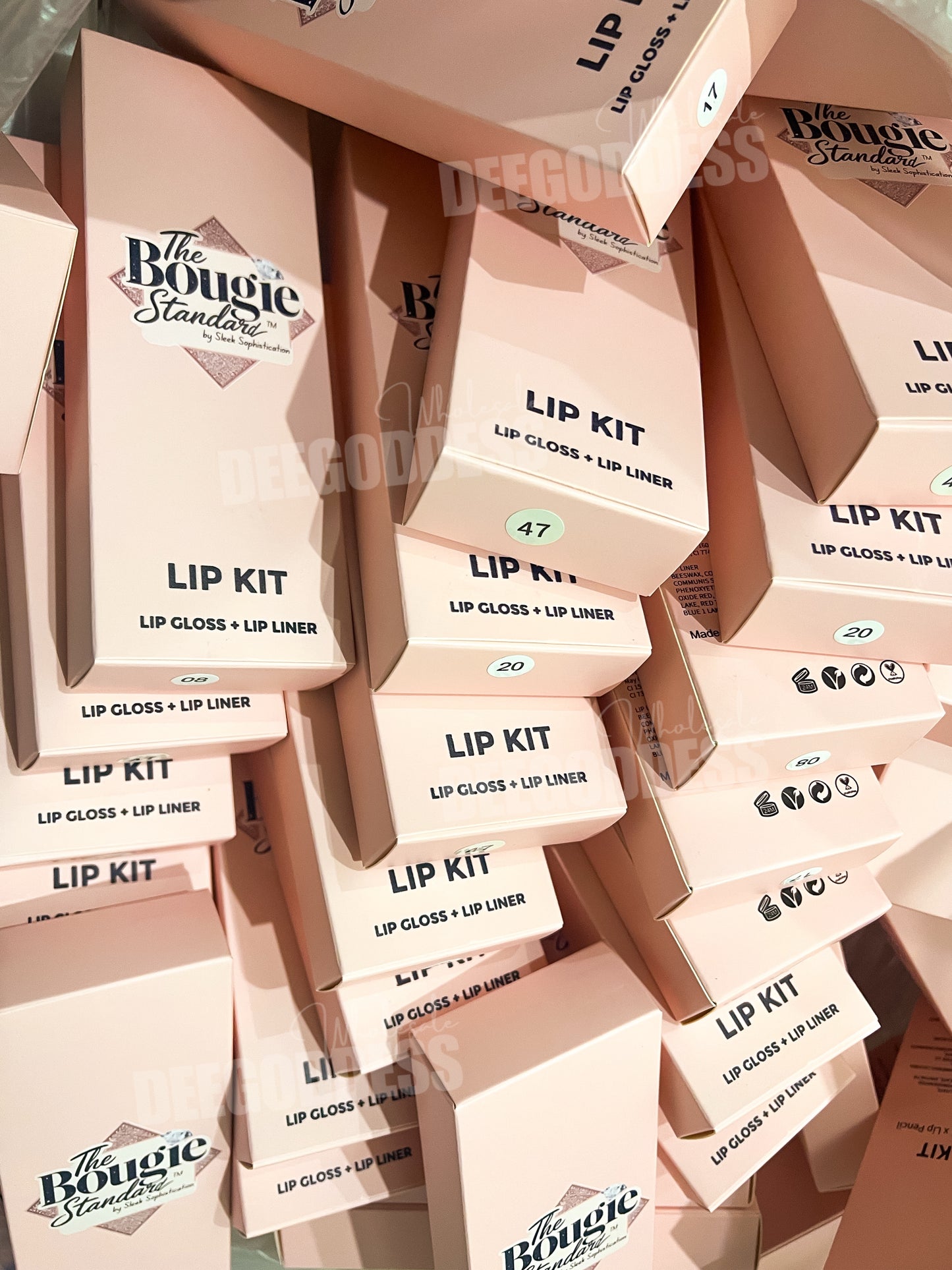 50 Sets Private Label Pink Tube Lip Gloss + Lip Liner Kit