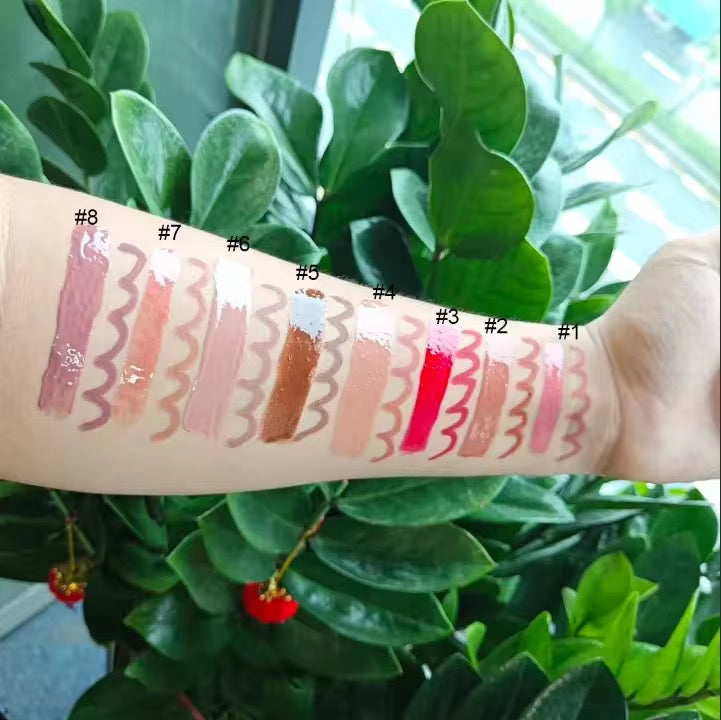 50 Sets Private Label Brown Square Tube Lip Gloss Kit