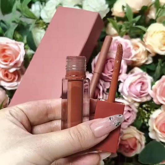 50 Sets Private Label Brown Square Tube Lip Gloss & Matte Lipstick Kit