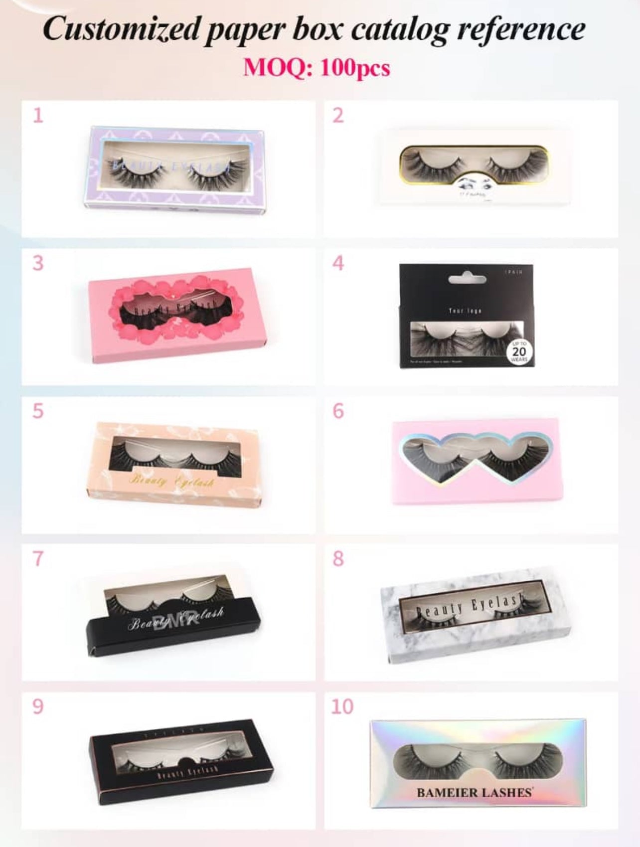 100pcs Private Label Mink Lashes