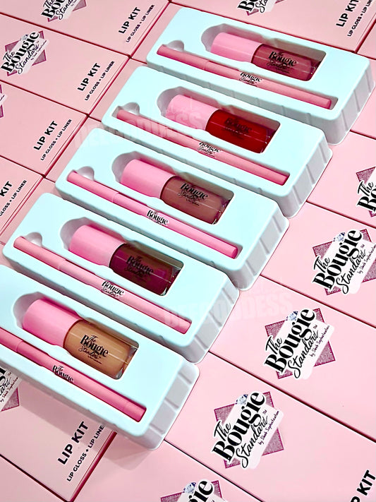 50 Sets Private Label Pink Tube Lip Gloss + Lip Liner Kit