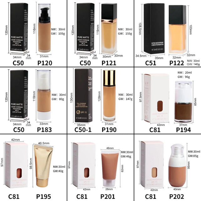 50pcs Private Label Liquid Full Coverage Foundation