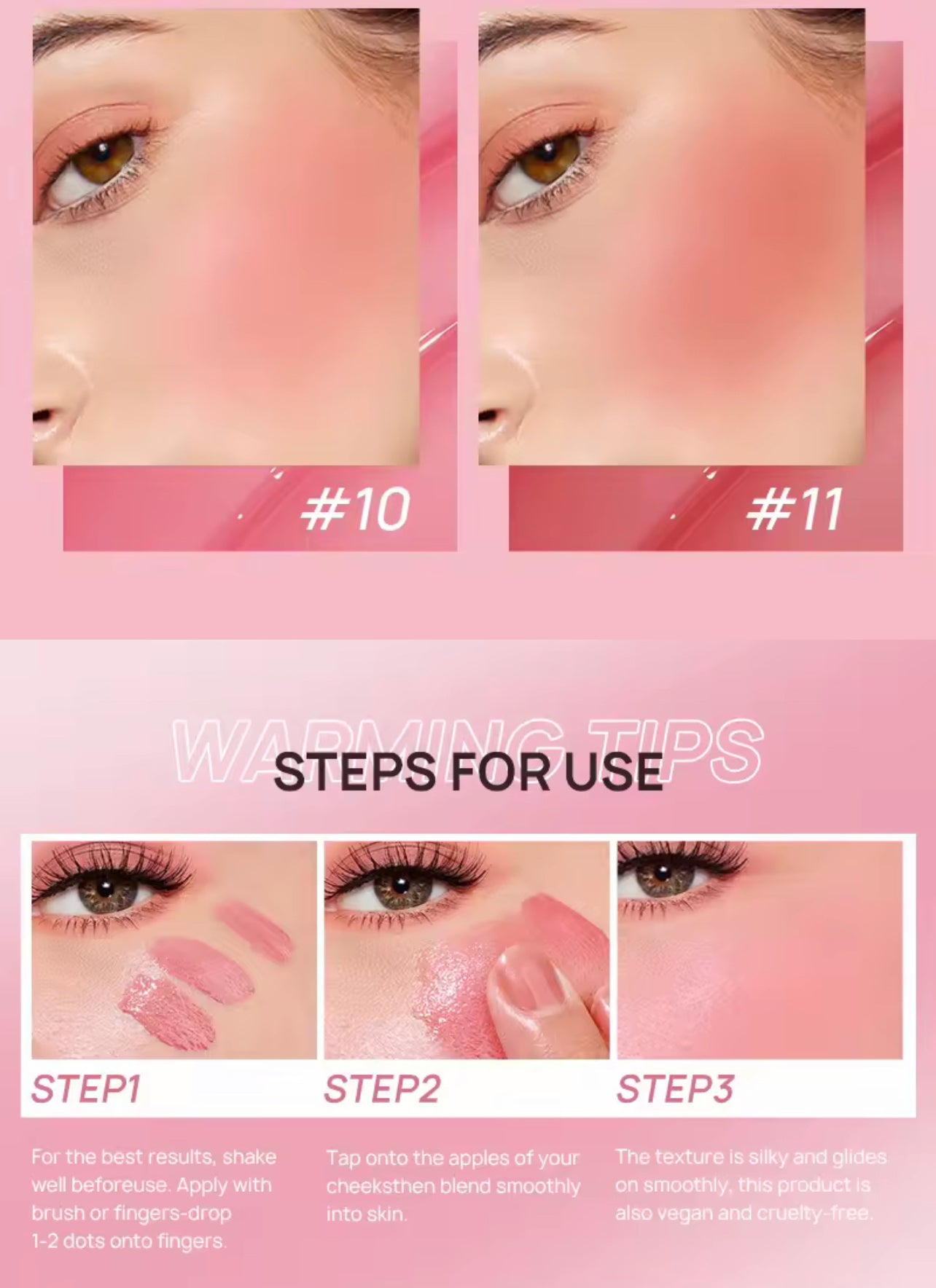 50pcs 3-in-1 Private Label Liquid Cream Blush