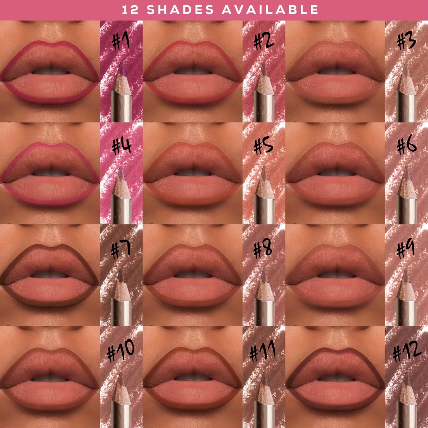 50pcs Private Label Gold Pencil Lip Liner + Sharpener