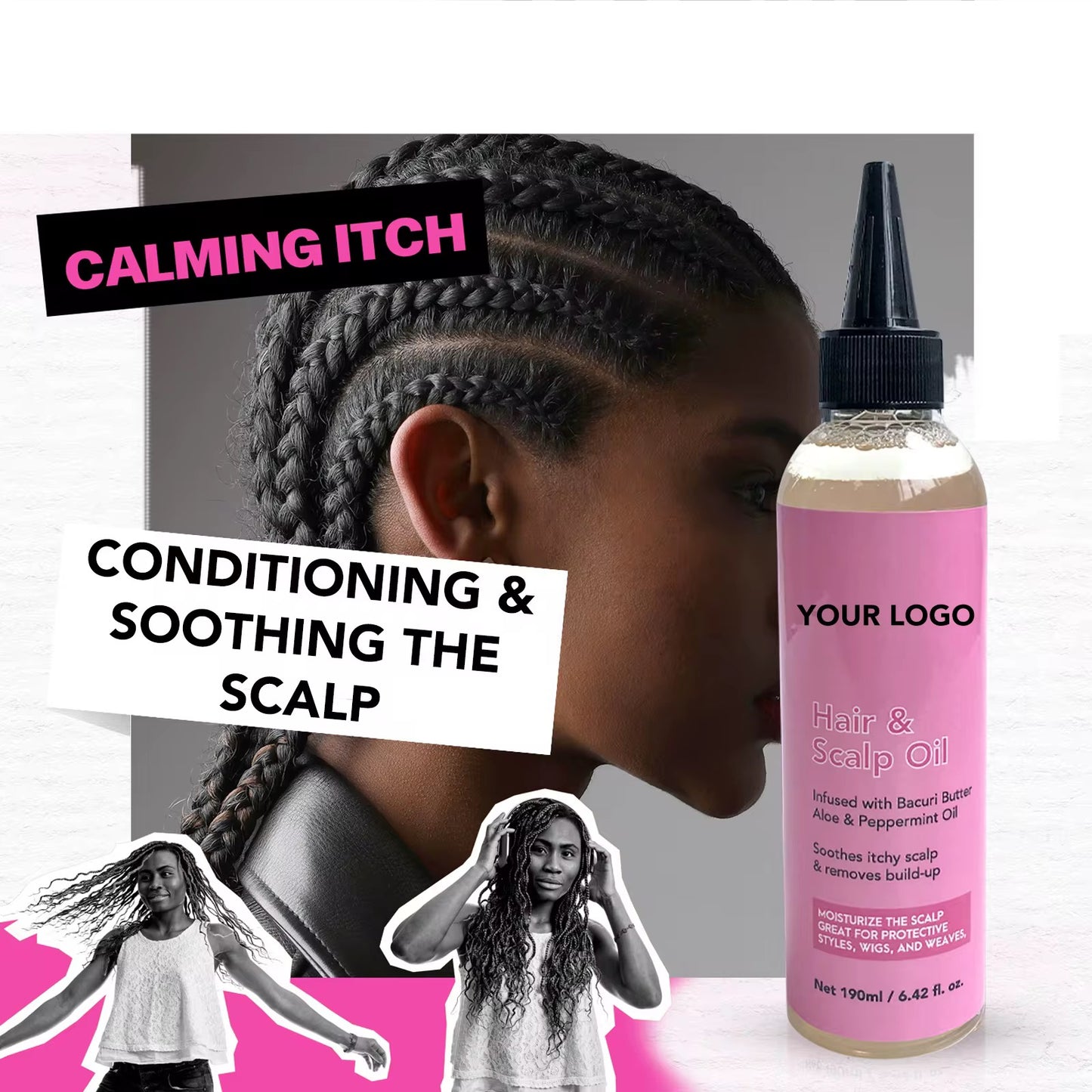 100pcs Private Label Anti-Dandruff & Anti-Itch Scalp Nourishing Hair Care Essence Oil