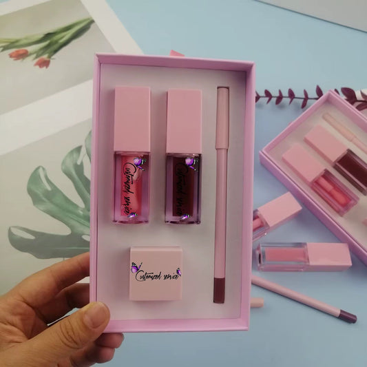 50 Sets Private Label Lip Oils + Lip Liner + Sharpener Kit