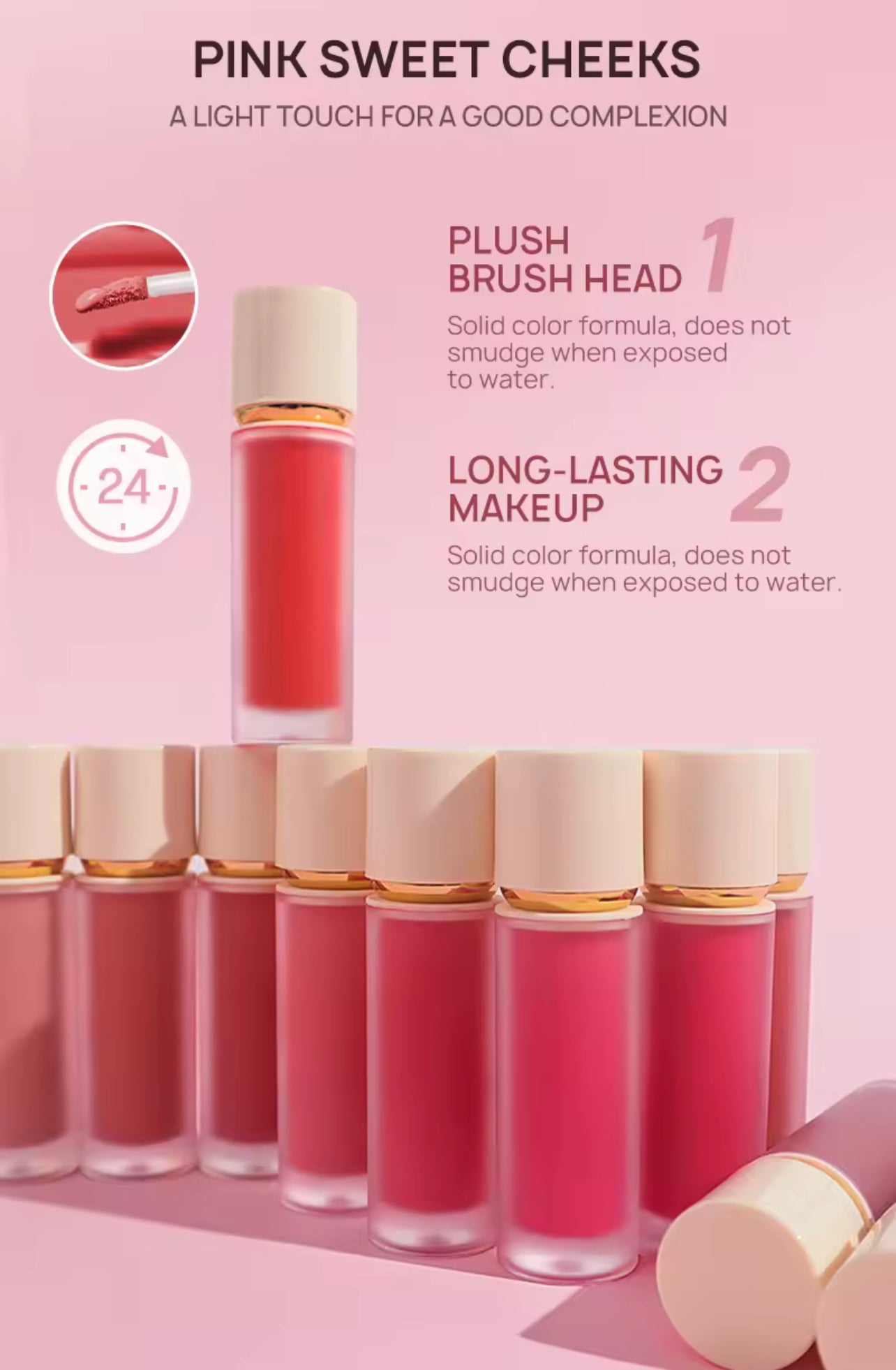 50pcs 3-in-1 Private Label Liquid Cream Blush