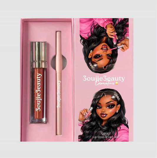 50 Sets Private Label 2-in-1 Lipgloss + Rotating Lip Liner Kit