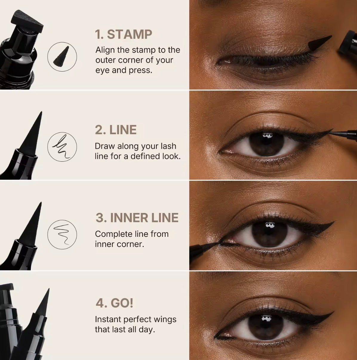 50pcs Private Label Dual-Ended Stamp Waterproof Eyeliner