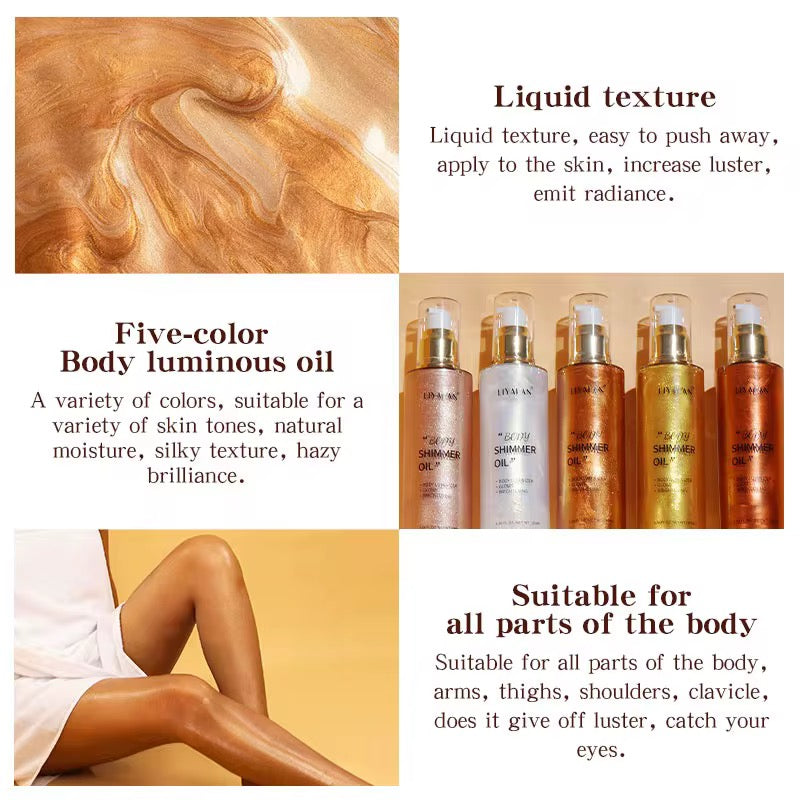 50pcs Private Label Body Glow Highlighter/Shimmer Oil