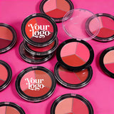 50pcs 3-in-1 Private Label Pressed Powder Blush Palette Set