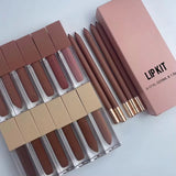 50 Sets Private Label Brown Square Tube Vegan Hydrating Lip Gloss & Liquid Matte Lipstick Kit