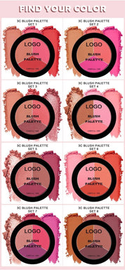 50pcs 3-in-1 Private Label Pressed Powder Blush Palette Set