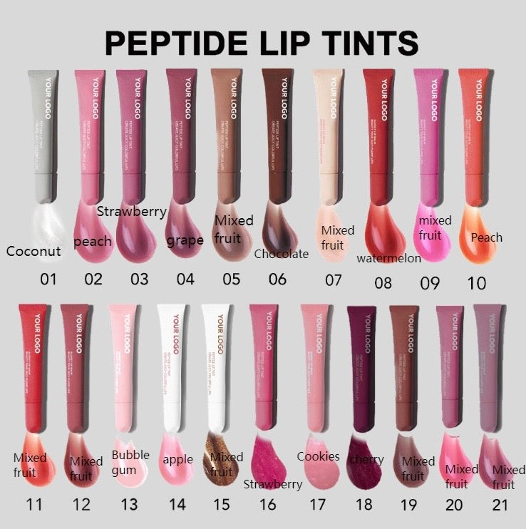 50pcs Private Label Peptide Scented Glossy Lip Tint Balm 1.0