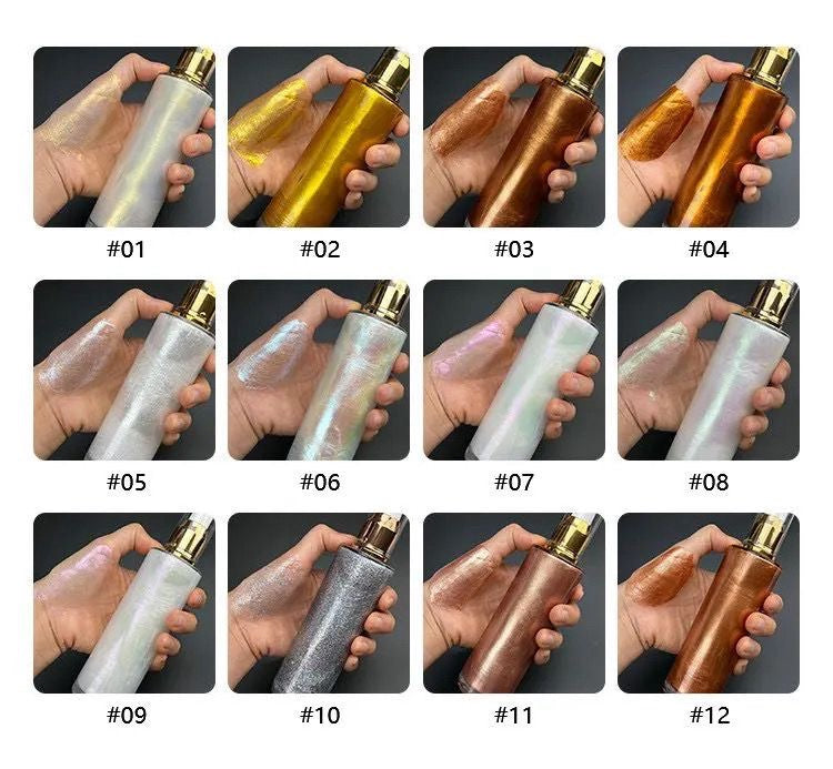 50pcs Private Label Highlighter Bronzer Skin Body Shimmer Oil