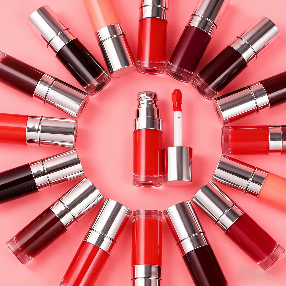 50pcs Private Label Water based Lip Tint In 10ml Silver Tubes