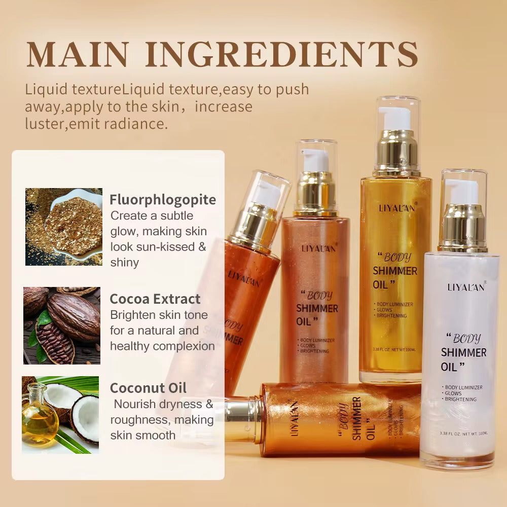 50pcs Private Label Body Glow Highlighter/Shimmer Oil