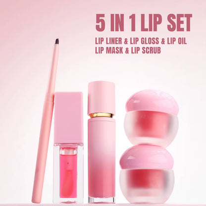50 Sets Private Label 5-in-1 Lip Care Kit