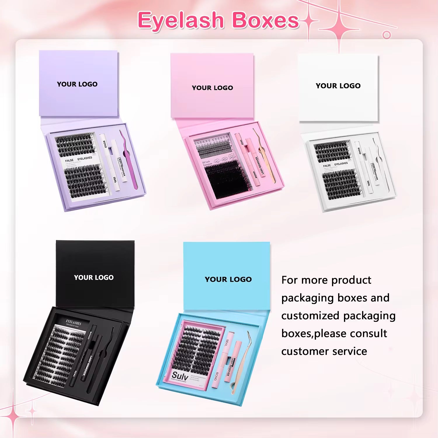100 Sets Private Label DIY Lash Cluster Box Kit