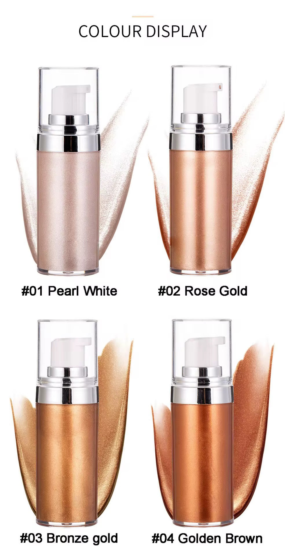 50pcs Private Label Body Glow Highlighter/Shimmer Oil