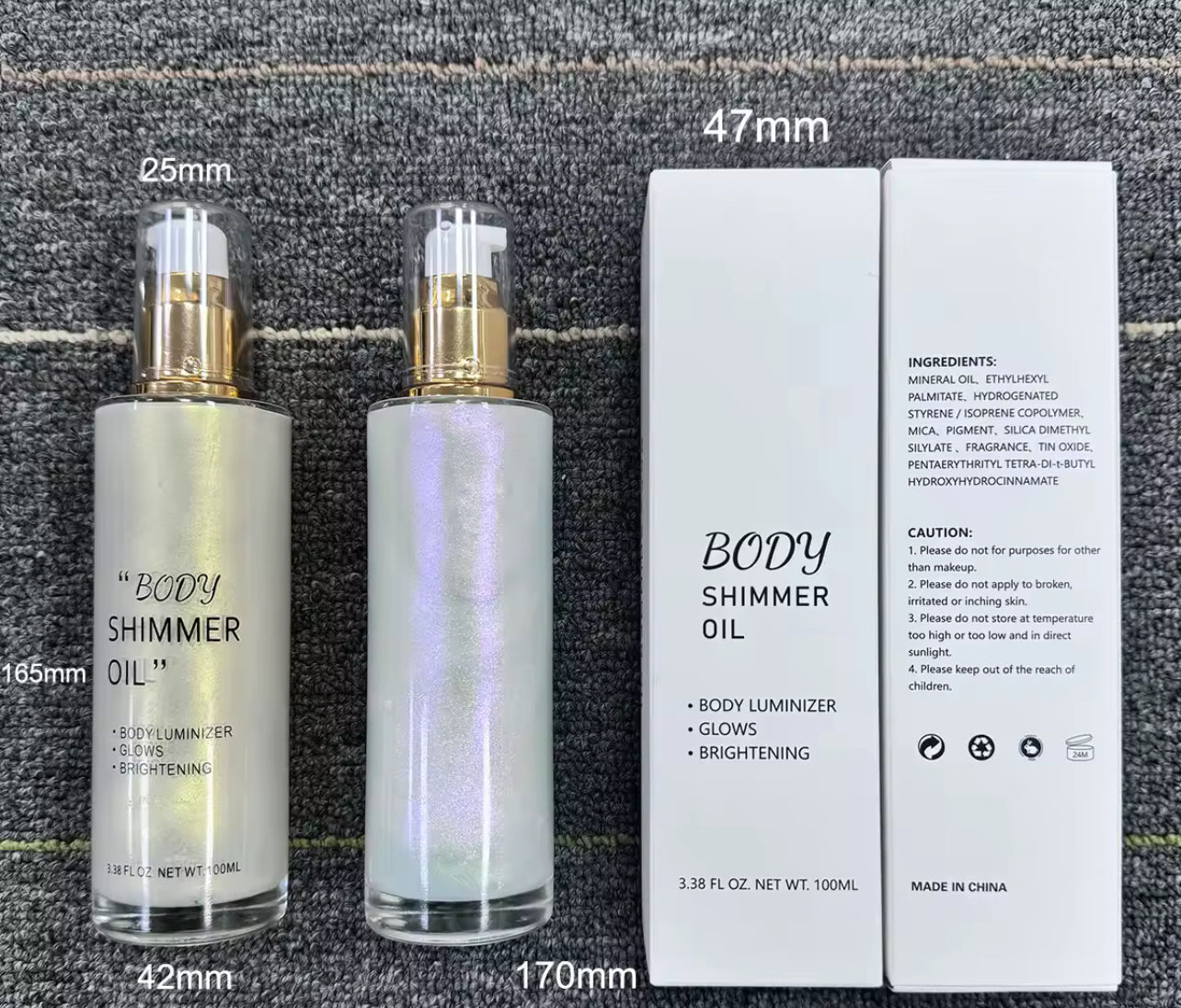 50pcs Private Label Body Glow Highlighter/Shimmer Oil