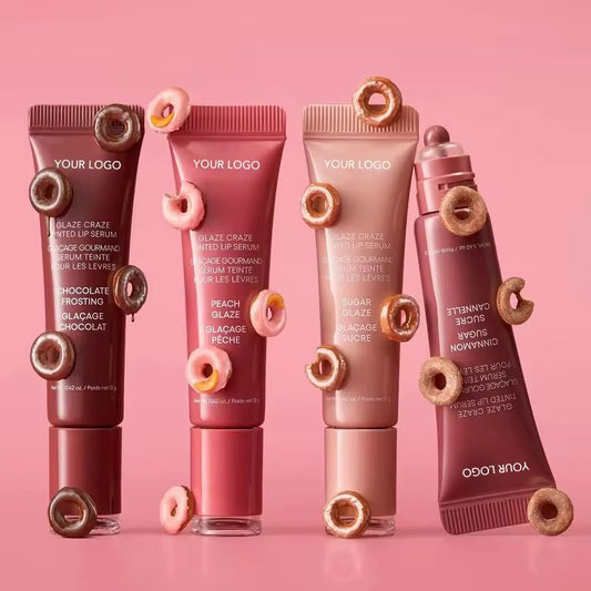 50pcs Private Label Donut Peptide Tinted Lip Glossy Serum
