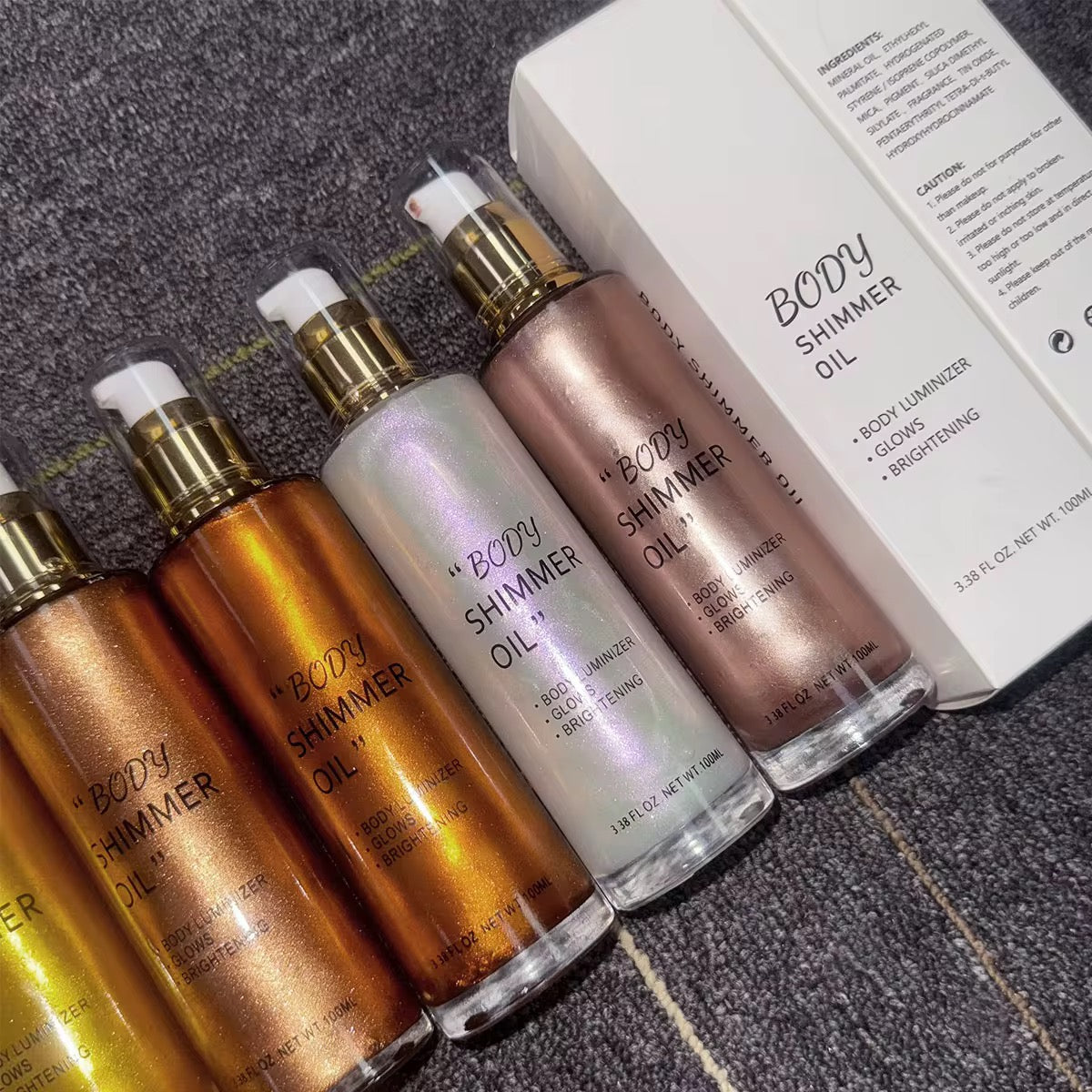 50pcs Private Label Body Glow Highlighter/Shimmer Oil