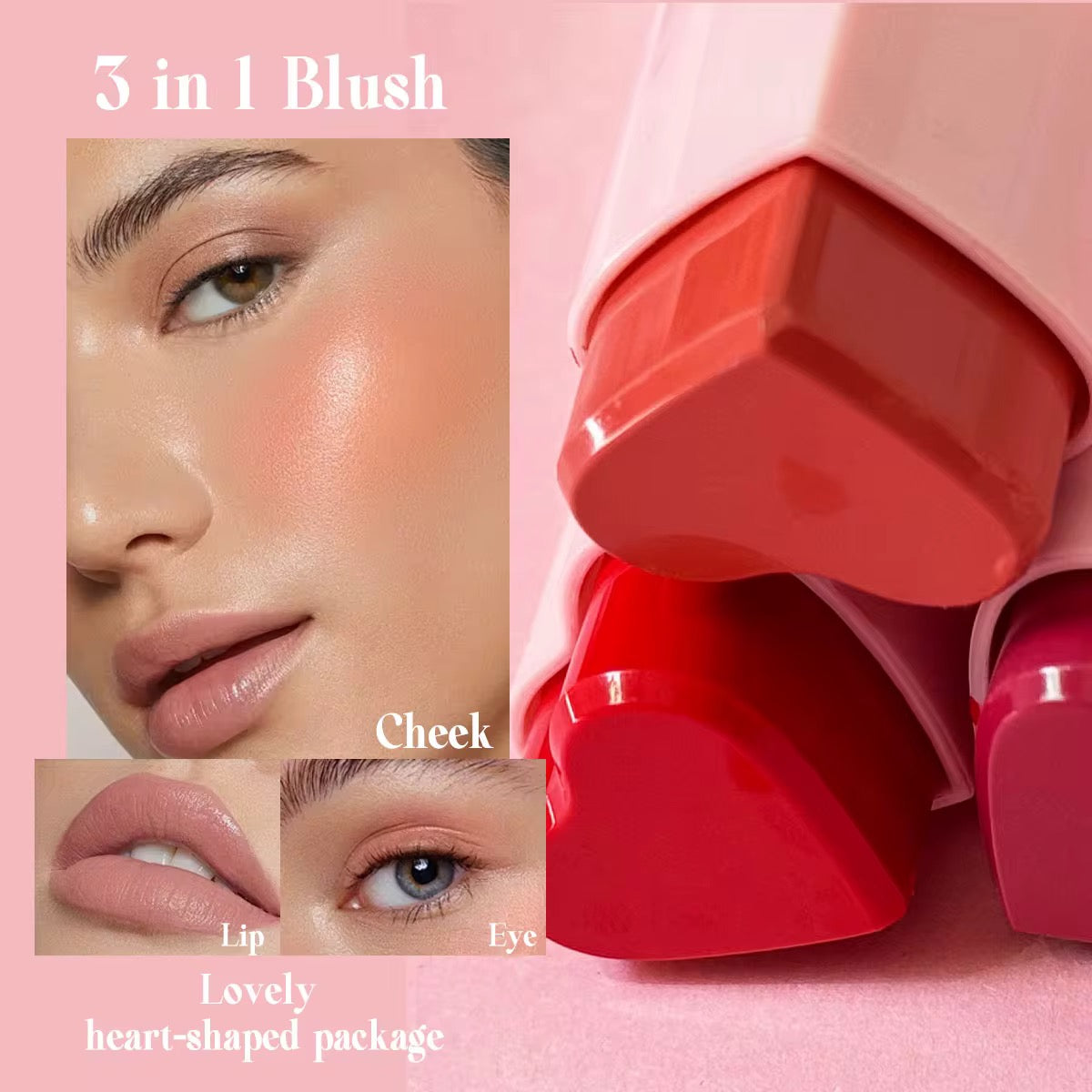 50pcs Private Label Heart Cream Blush Stick
