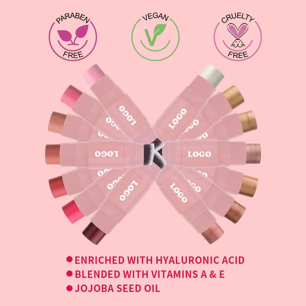 50pcs Private Label Creamy Blush Sticks With Brush