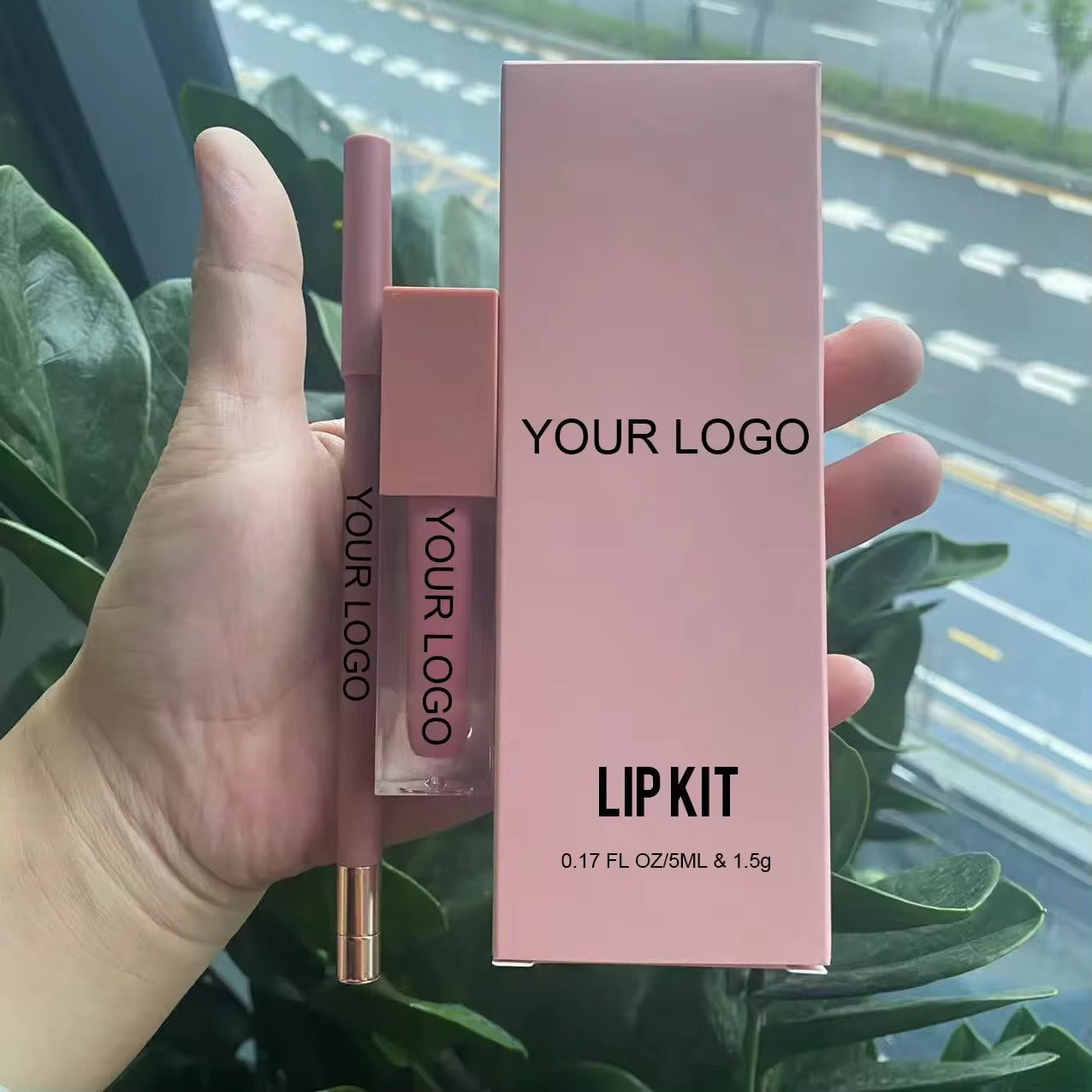 50 Sets Private Label Brown Square Tube Lip Gloss Kit