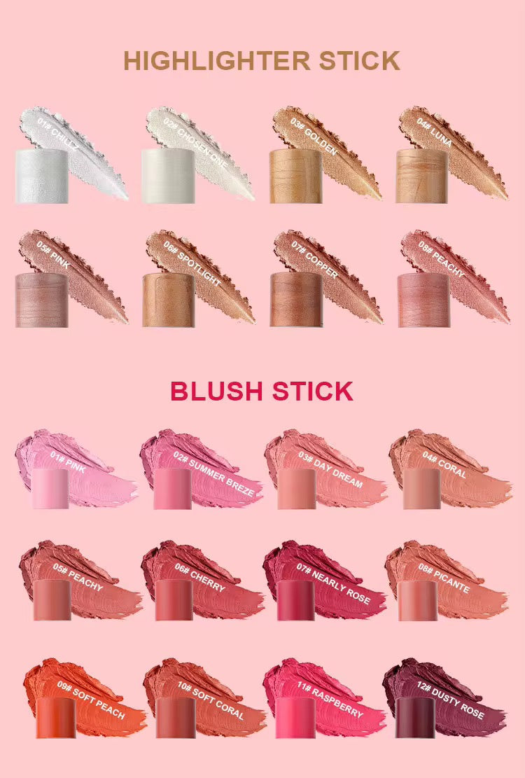 50pcs Private Label Creamy Blush Sticks With Brush
