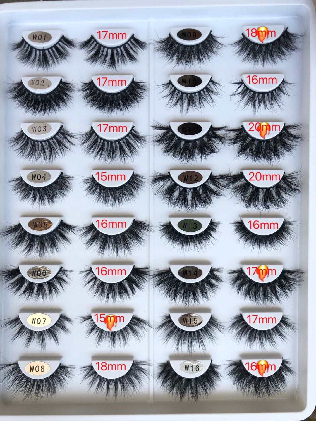 50pcs Wholesale Strip Fluffy Mink Lashes (15-25mm)