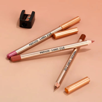 50pcs Private Label Gold Pencil Lip Liner + Sharpener