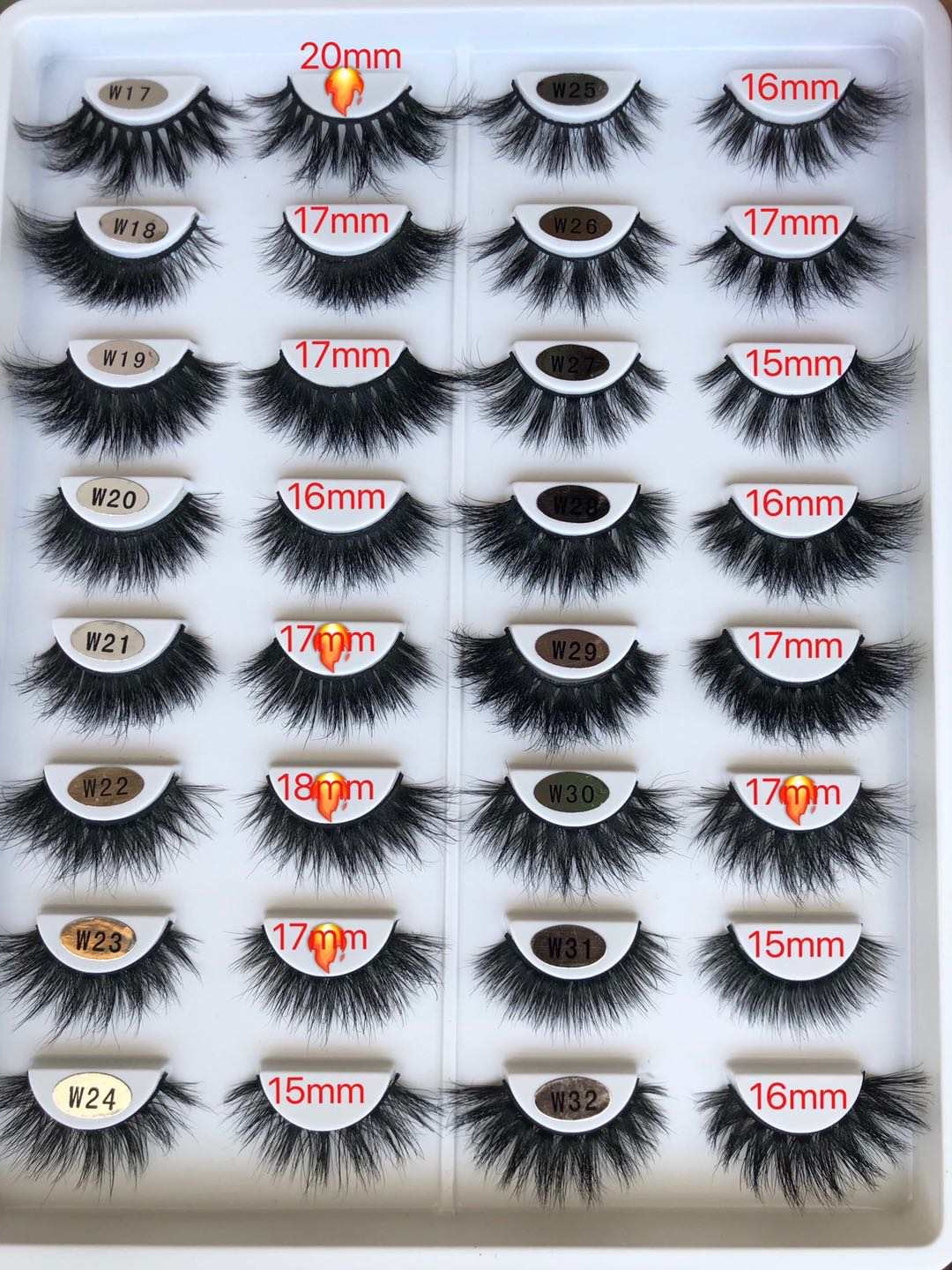 50pcs Wholesale Strip Fluffy Mink Lashes (15-25mm)