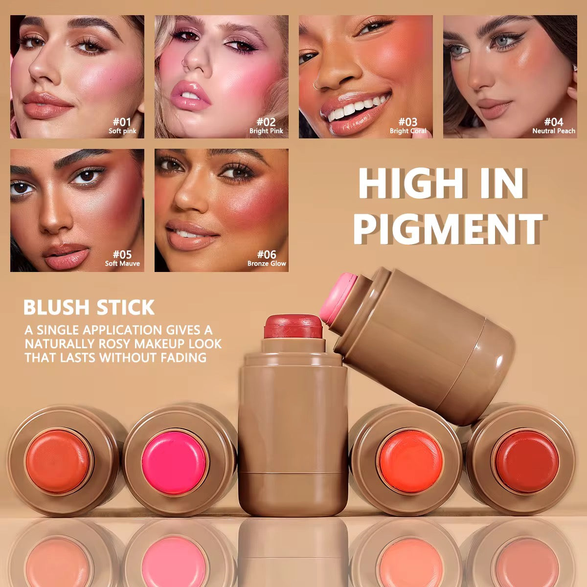 50pcs Private Label Pocket Cream Blush Sticks