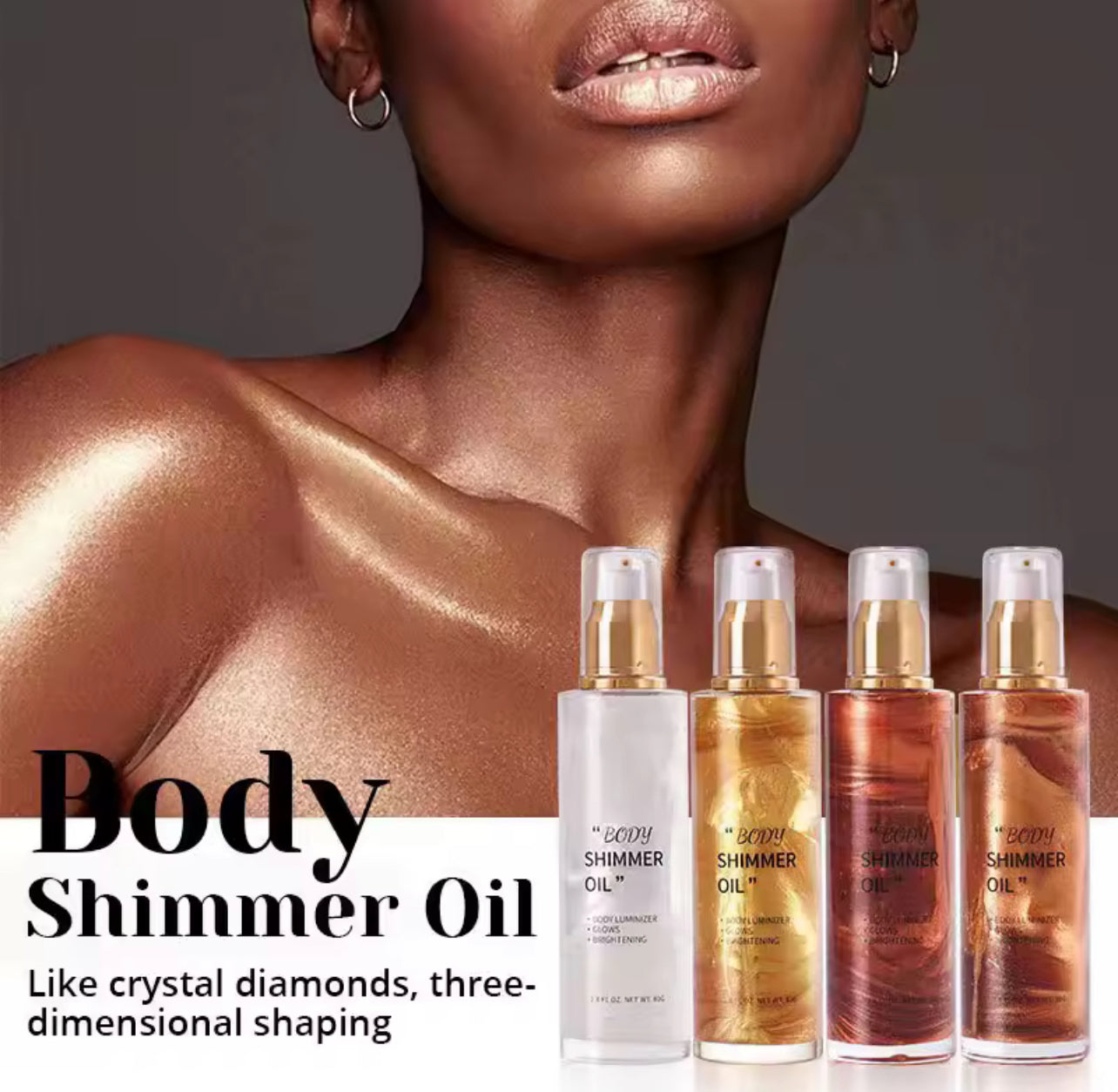 50pcs Private Label Body Glow Highlighter/Shimmer Oil