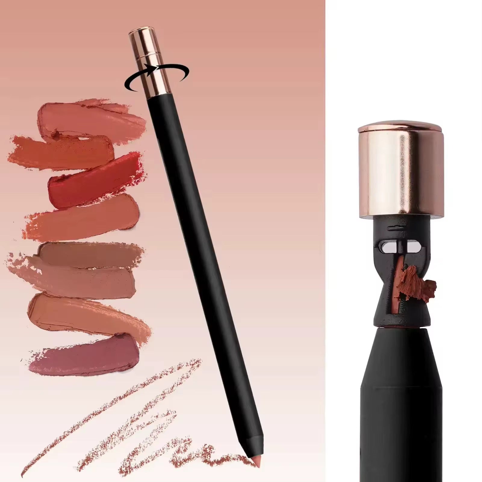 50pcs Private Label Creamy Retractable Black Lip Liner