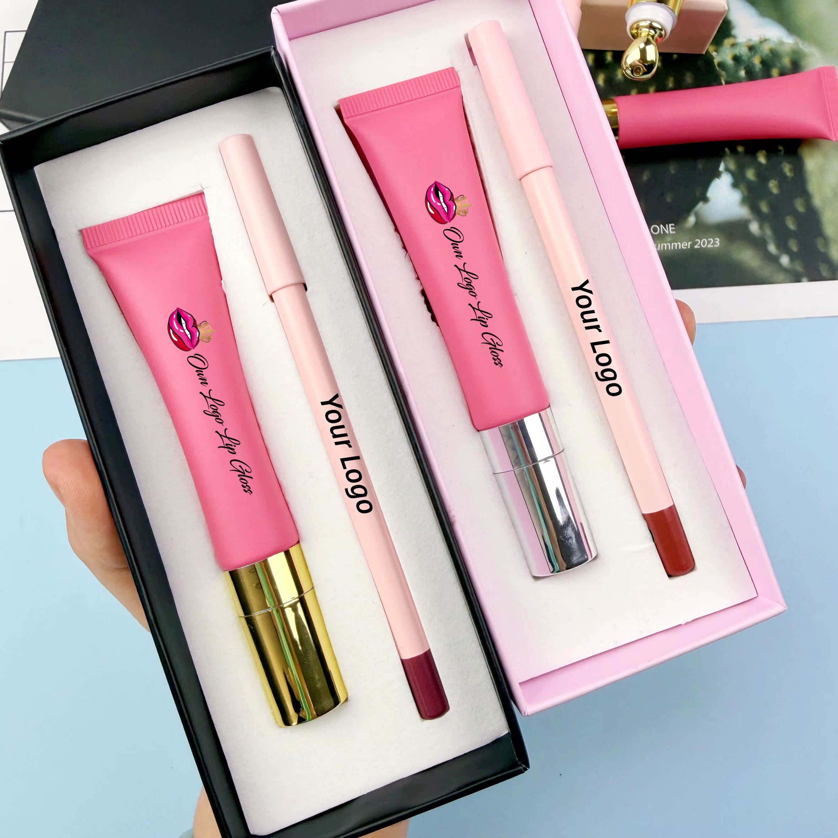 50 Sets Private Label Squeeze Tube Lip Gloss Kit