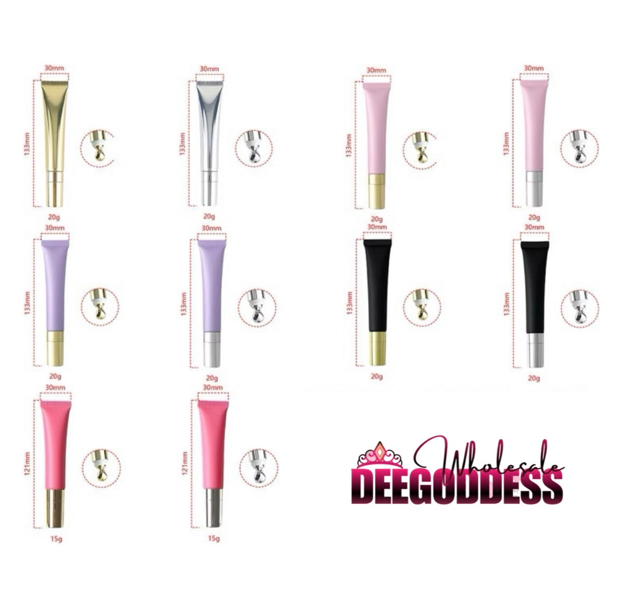 50 Sets Private Label Squeeze Tube Lip Gloss Kit