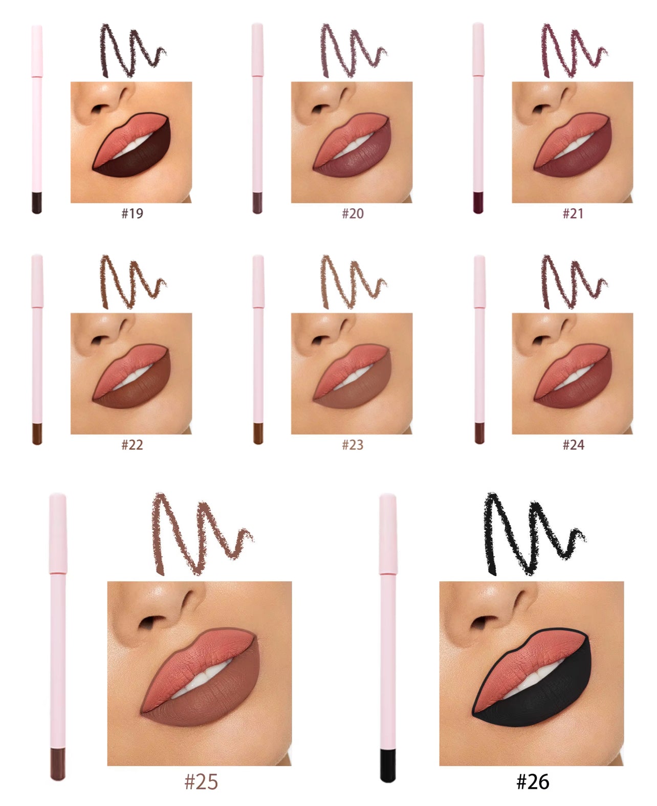 50pcs Private Label Lip Liner Pink Pencil