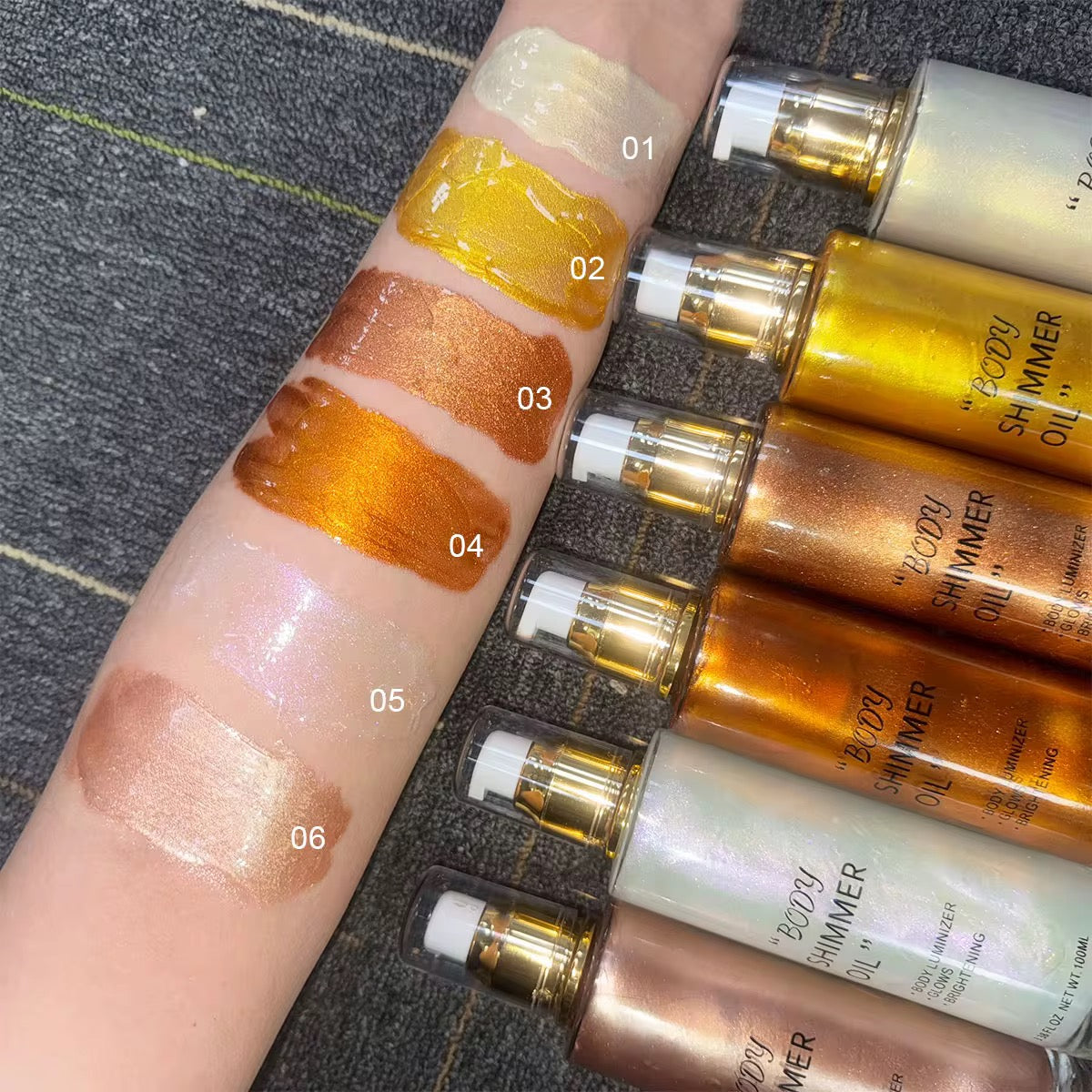 50pcs Private Label Body Glow Highlighter/Shimmer Oil