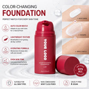 100pcs Private Label SPF 50 Oil Control Color Changing Liquid Foundation