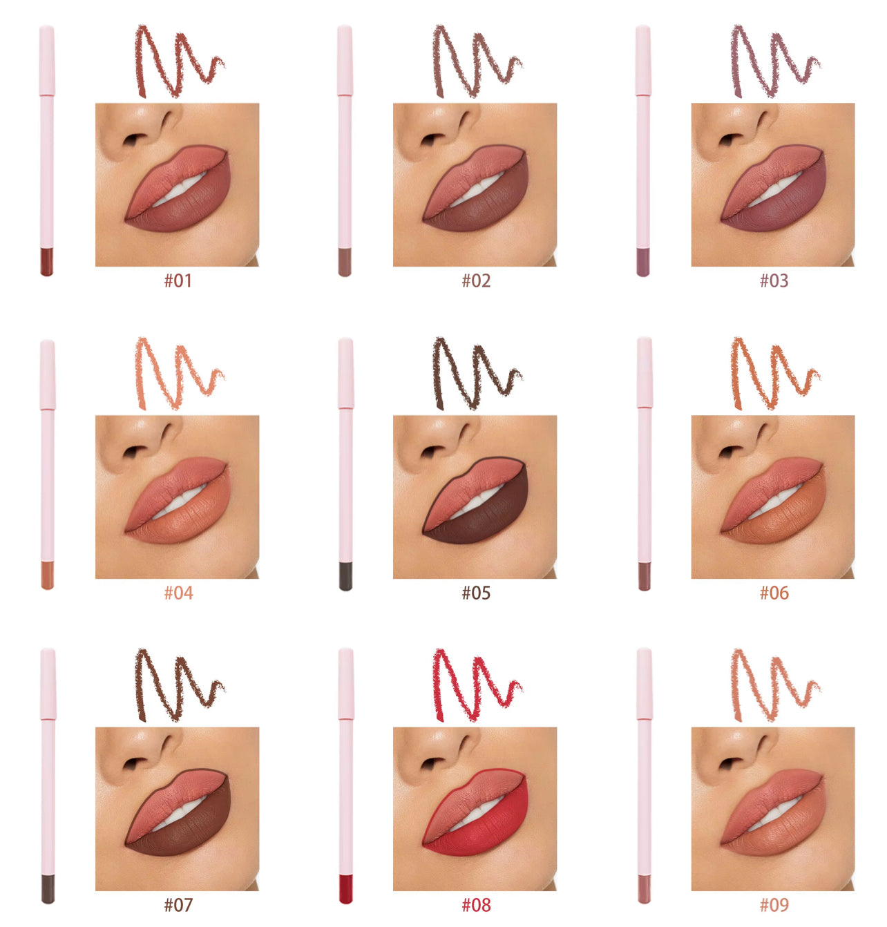 50pcs Private Label Lip Liner Pink Pencil