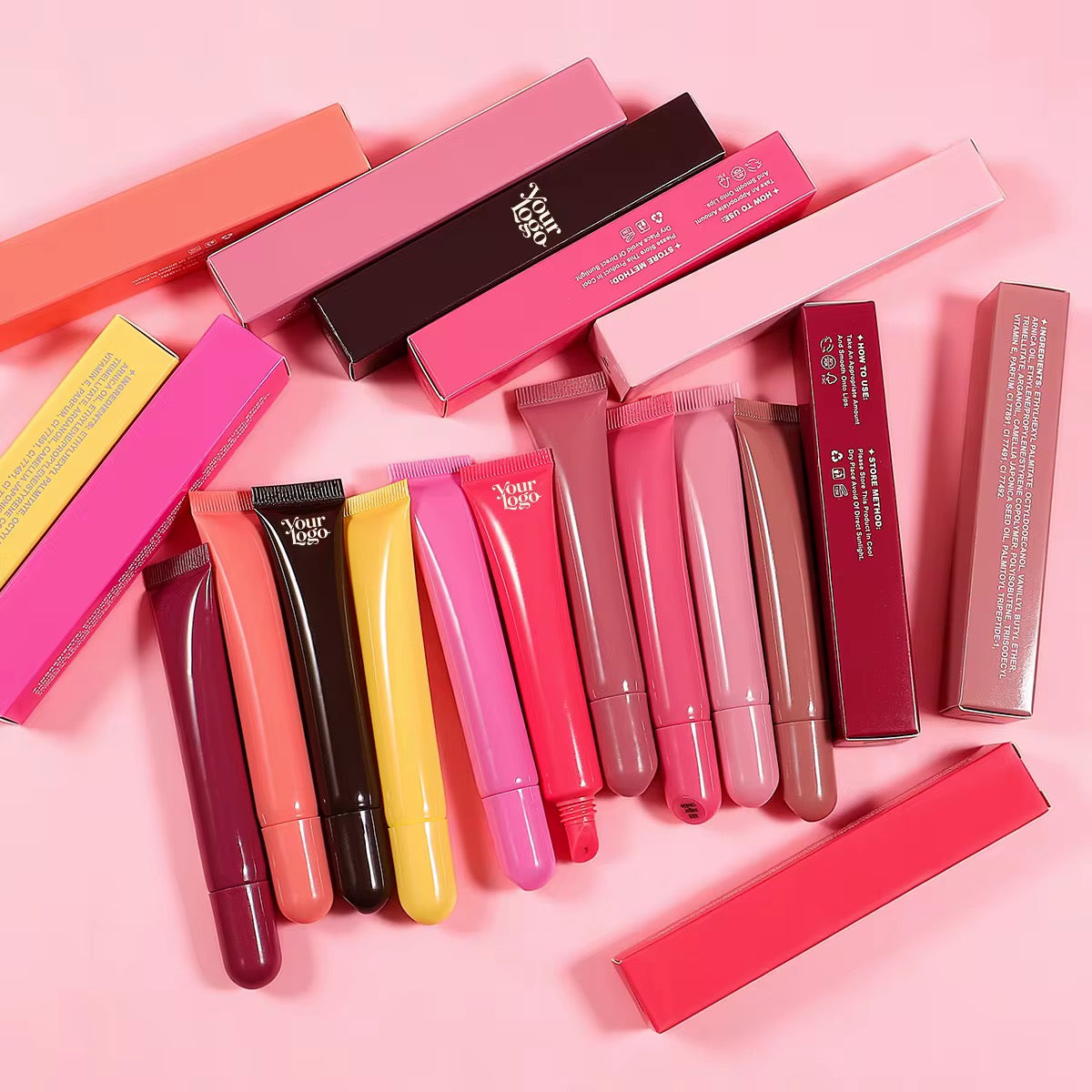 50pcs Private Label Peptide Scented Glossy Lip Tint Balm 2.0
