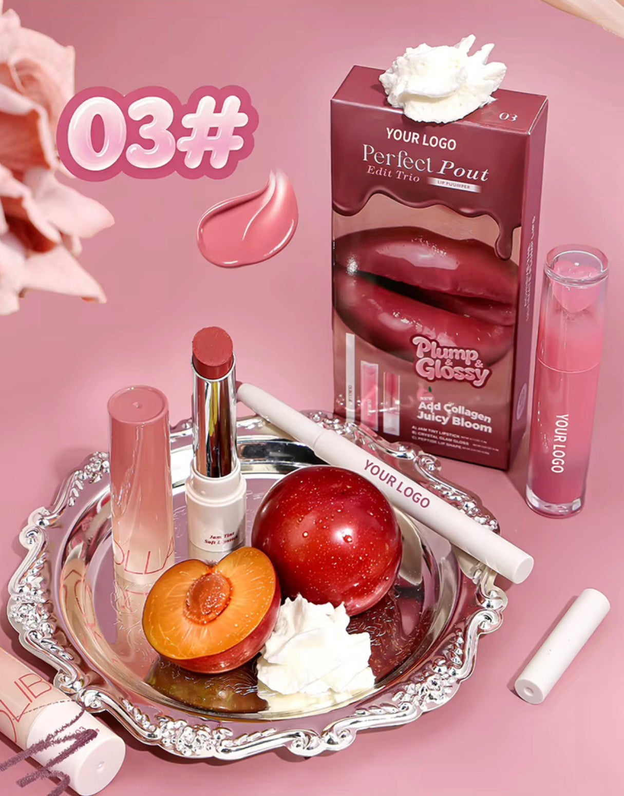 100 Sets 3-in-1 Private Label Lip Care Kit