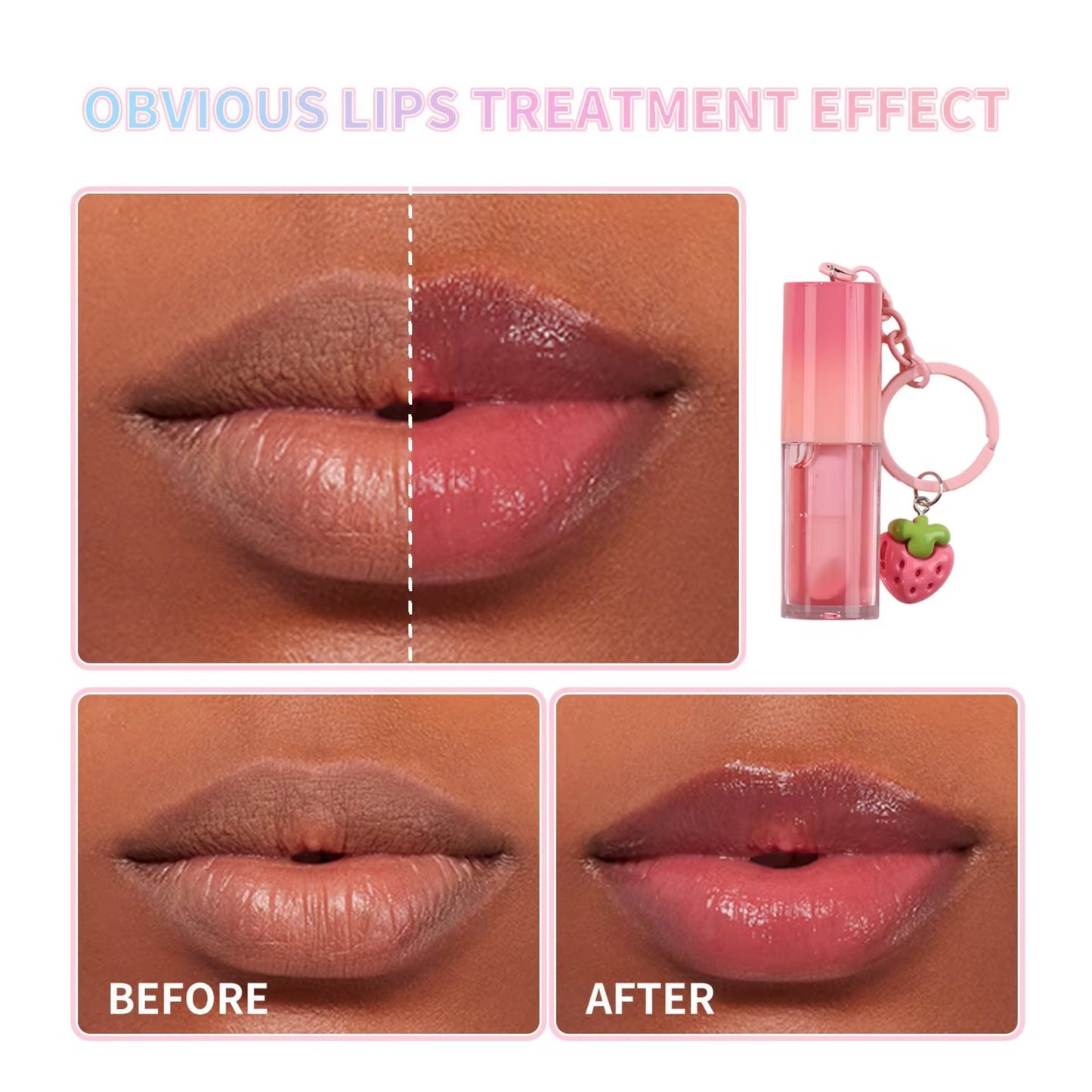 50pcs Private Label Fruity Keychain Lip Gloss