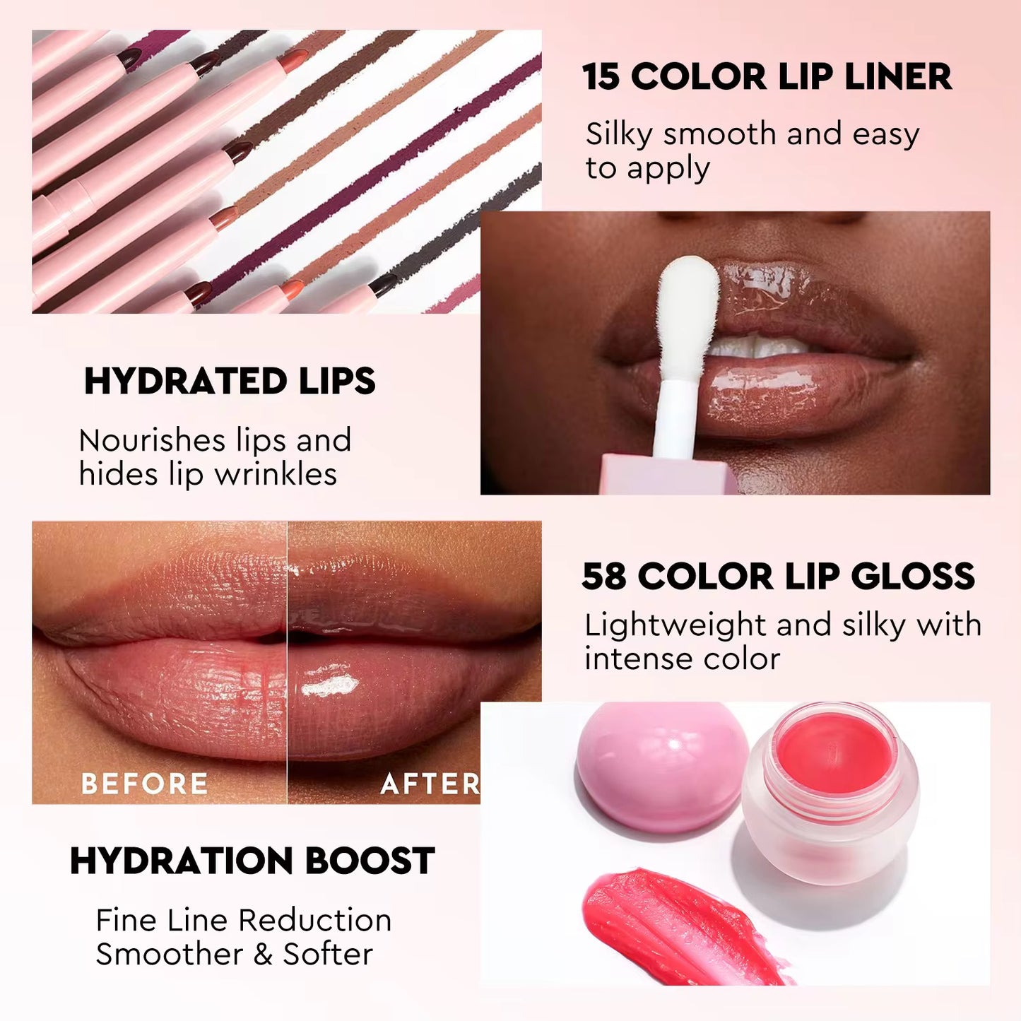 50 Sets Private Label 5-in-1 Lip Care Kit