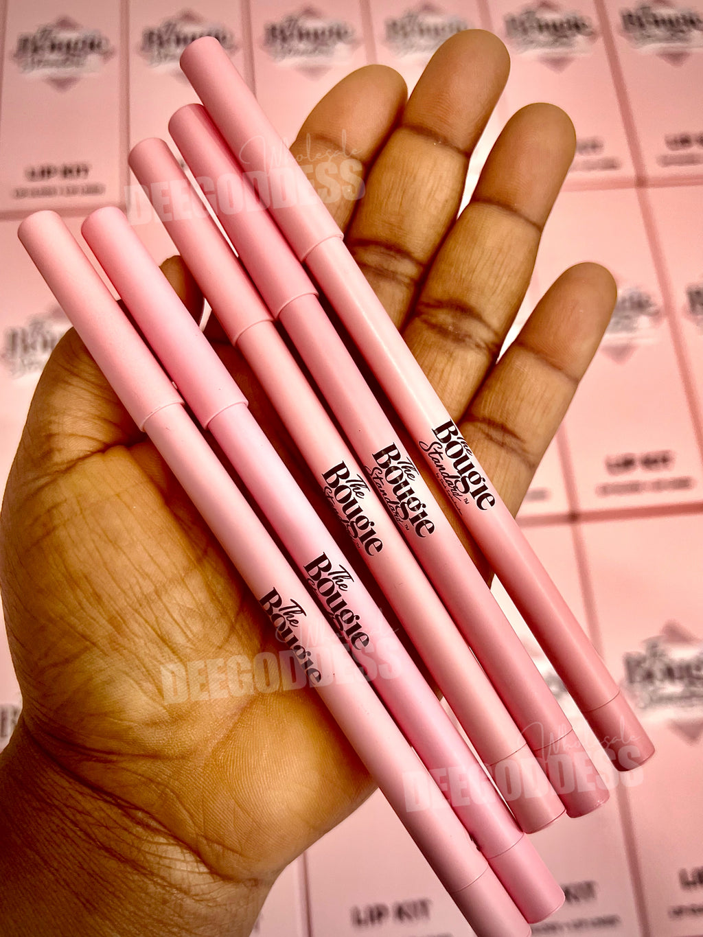 50 Sets Private Label Pink Tube Lip Gloss + Lip Liner Kit