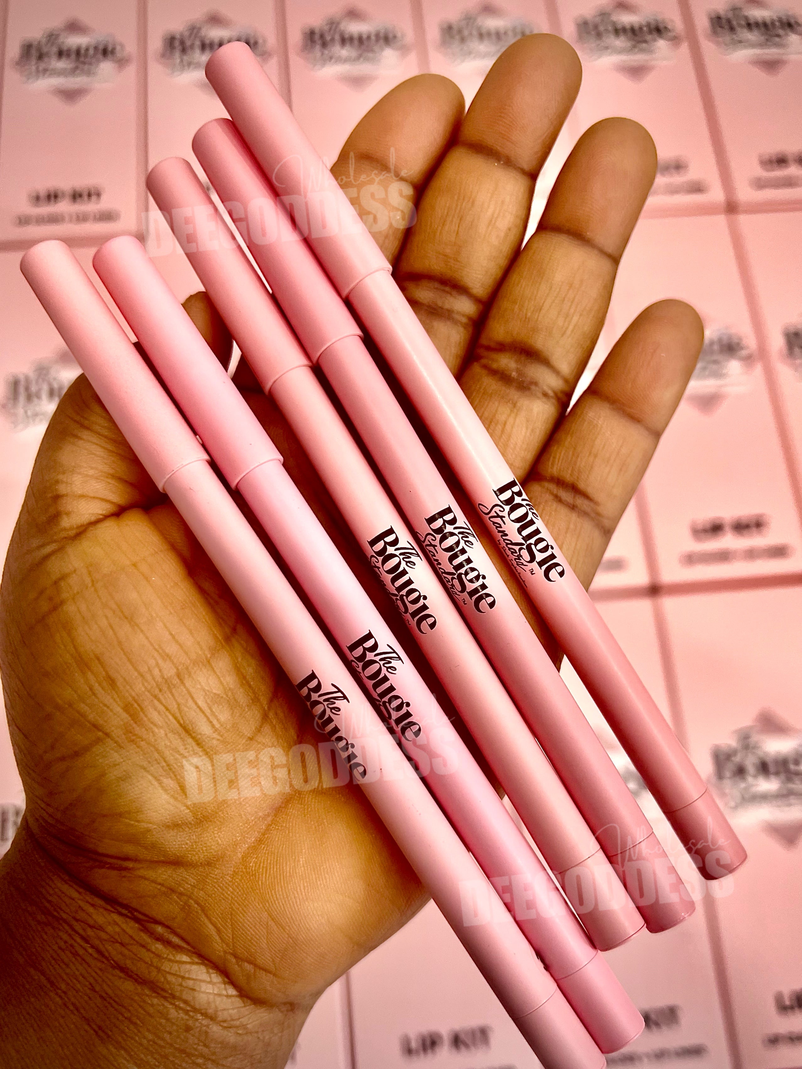 50 Sets Private Label Pink Tube Lip Gloss + Lip Liner Kit