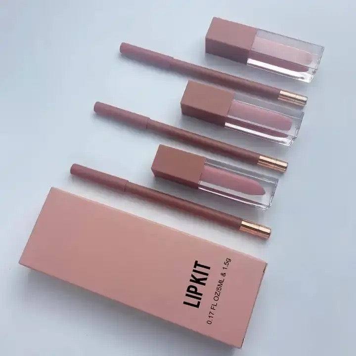 50 Sets Private Label Brown Square Tube Lip Gloss & Matte Lipstick Kit